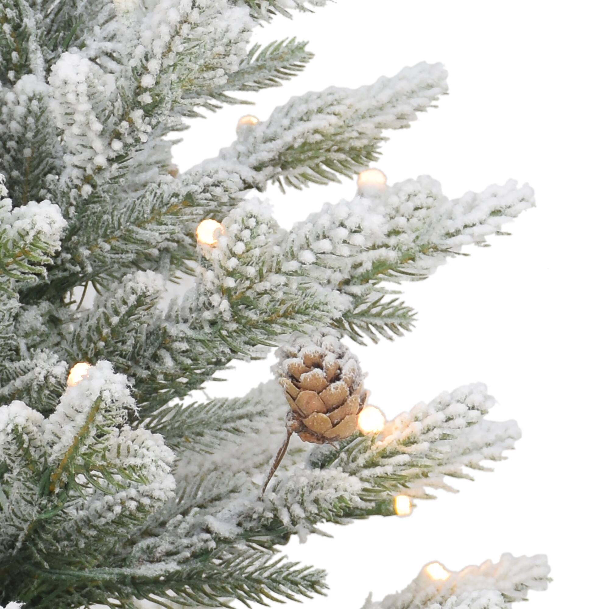 6 Pack: 3ft. Pre-Lit Potted Flocked Artificial Christmas Tree, White LED Lights